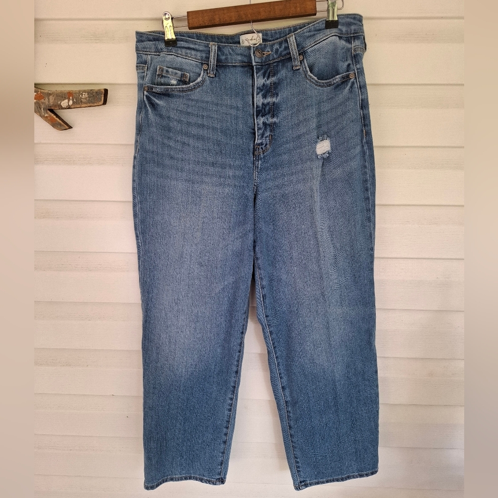 Wonderly Blue Cropped straight Jeans size 12R NWOT